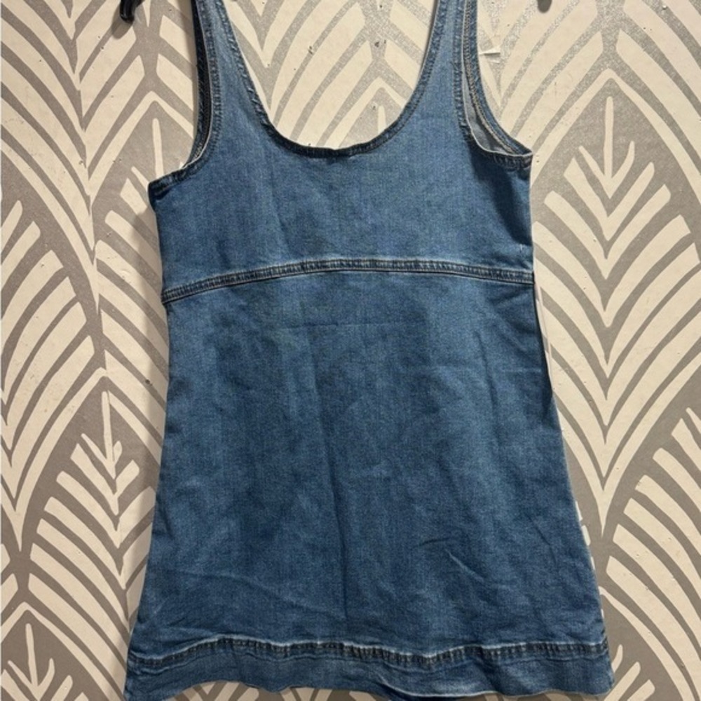 Princess Polly Denim Mini Dress Blue Tank Scoop Neck Sleeveless 0 - Picture 5 of 8